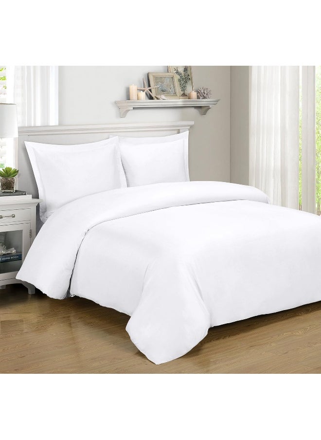 Royal Hotel Bedding 100% Viscose Duvet Cover, Viscose from Bamboo, Comforter Cover - Duvet Cover Set with Corner Ties and Button Closer, King/Cal King Size White