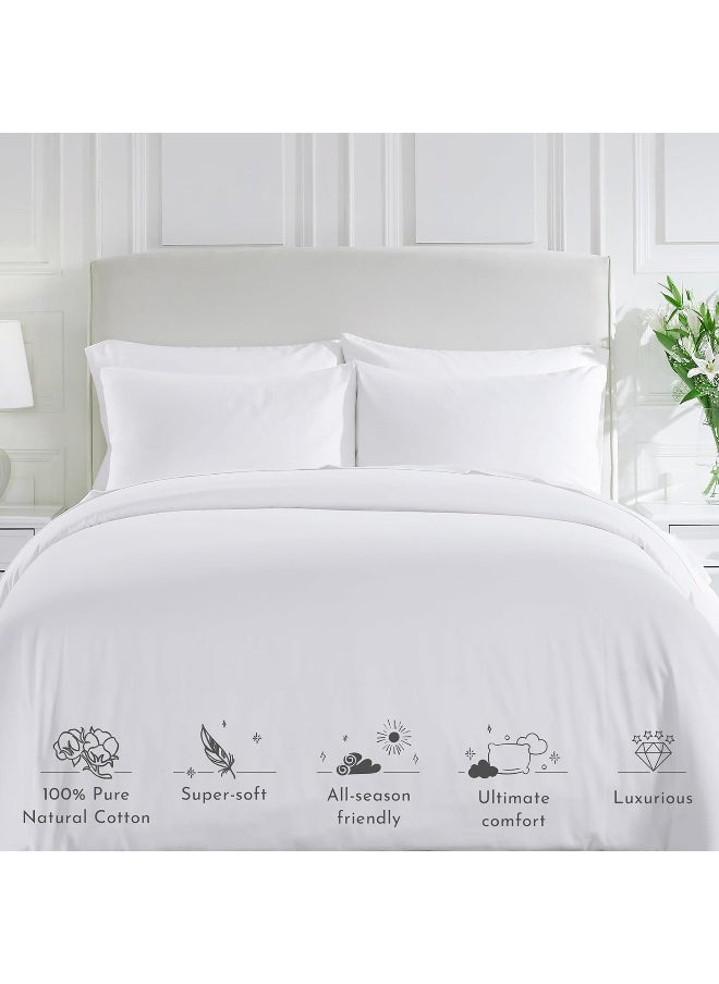 California Design Den Cotton Duvet Cover Set (400 Thread Count, Pure White, King)