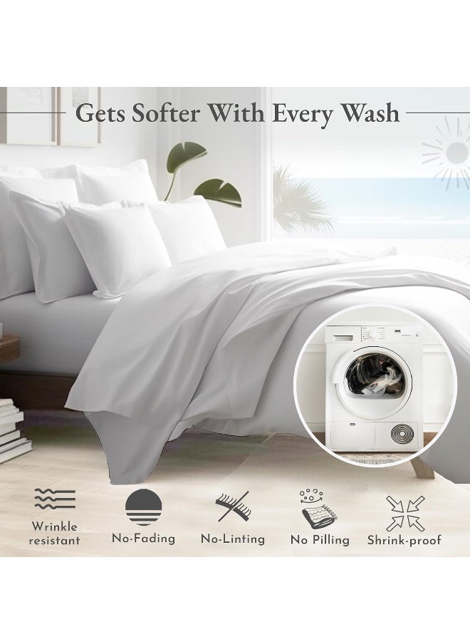 California Design Den Cotton Duvet Cover Set (400 Thread Count, Pure White, King)
