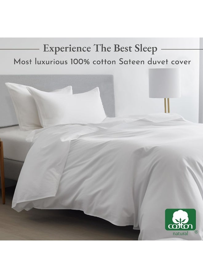 California Design Den Cotton Duvet Cover Set (400 Thread Count, Pure White, King)
