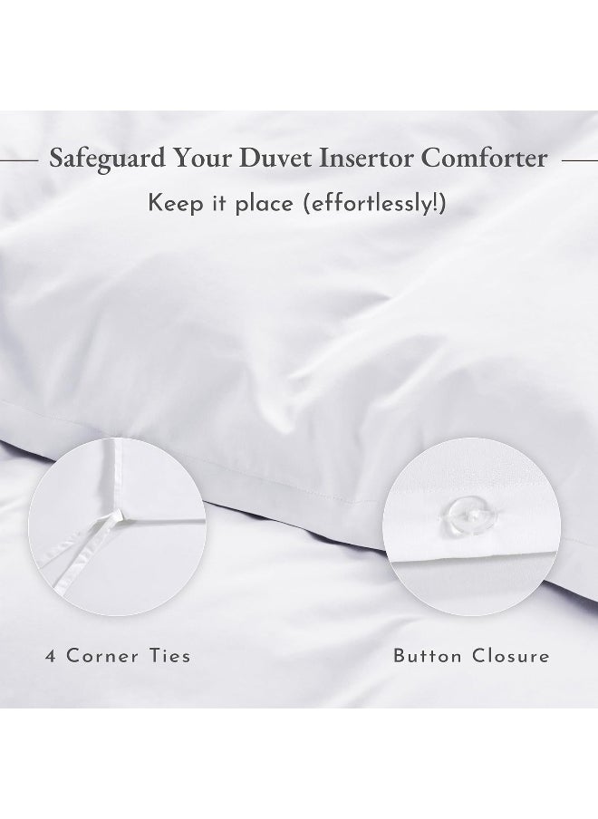 California Design Den Cotton Duvet Cover Set (400 Thread Count, Pure White, King)