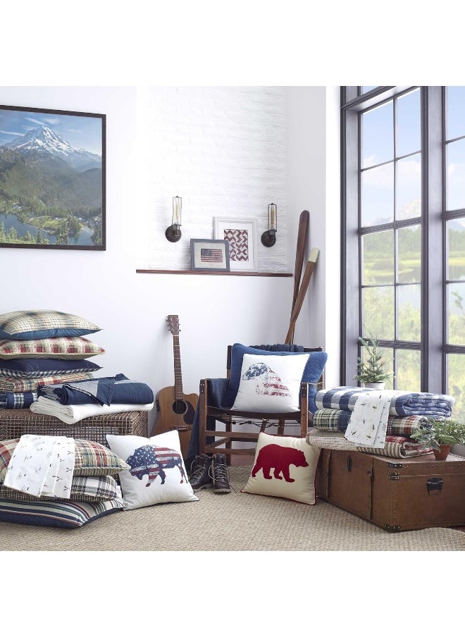 Eddie Bauer - Twin Blanket, Lightweight Cotton Bedding, Home Decor for All Seasons (Herringbone Bone, Twin)