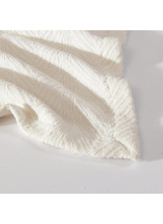Eddie Bauer - Twin Blanket, Lightweight Cotton Bedding, Home Decor for All Seasons (Herringbone Bone, Twin)