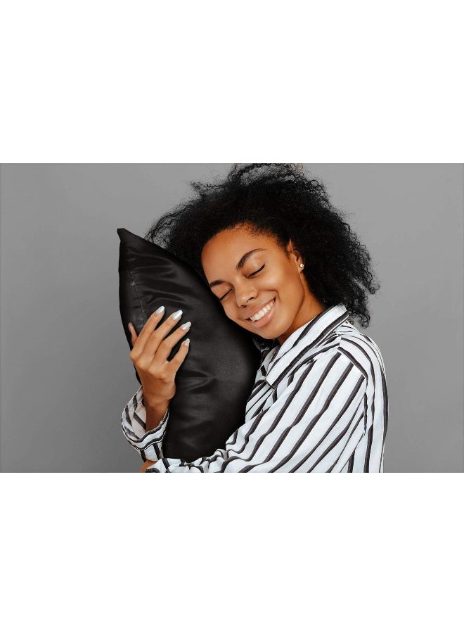 ShopBedding Luxury Satin Pillowcase for Hair – Queen Satin Pillowcase with Zipper, Black (Pillowcase Set of 2) – Blissford