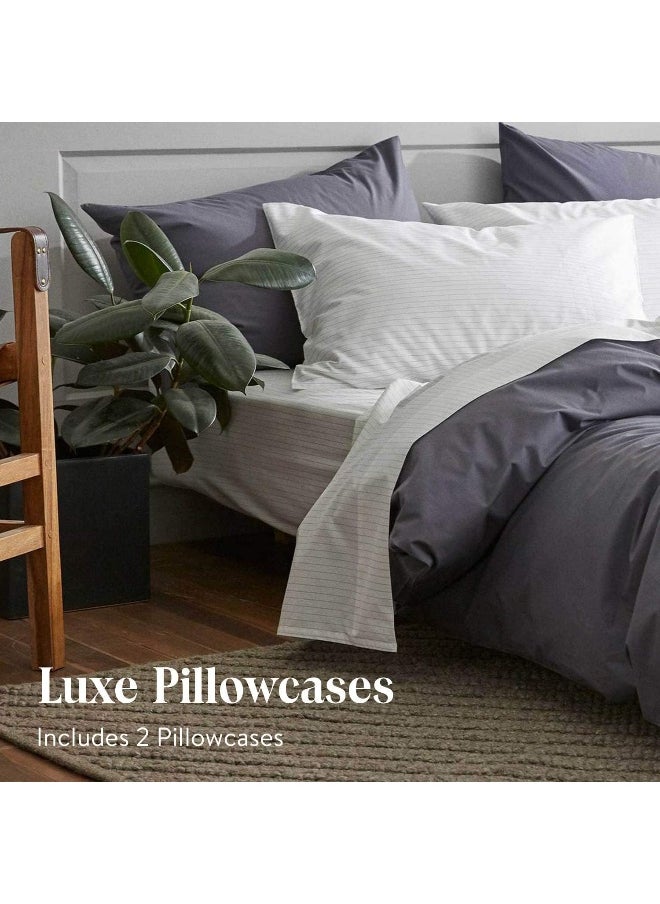 Brooklinen Luxury Sateen Pillowcases - Set of 2, King Size in White - 100% Long Staple Cotton with Envelope Closure