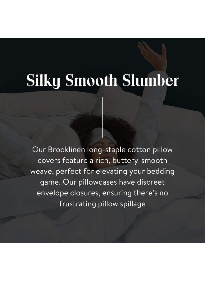 Brooklinen Luxury Sateen Pillowcases - Set of 2, King Size in White - 100% Long Staple Cotton with Envelope Closure