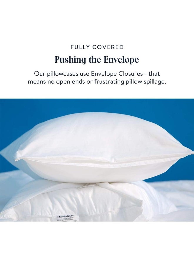 Brooklinen Luxury Sateen Pillowcases - Set of 2, King Size in White - 100% Long Staple Cotton with Envelope Closure