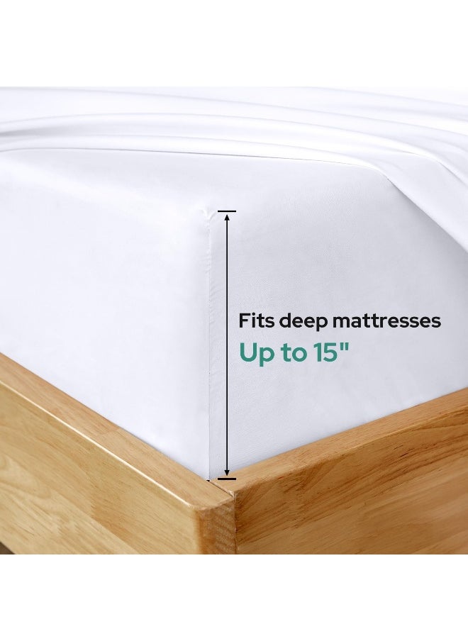 HOMEIDEAS Bed Sheets Set Extra Soft Brushed Microfiber 1800 Bedding Sheets - Deep Pocket, Hypoallergenic, Wrinkle & Fade Free - 4 Piece(Queen,White)