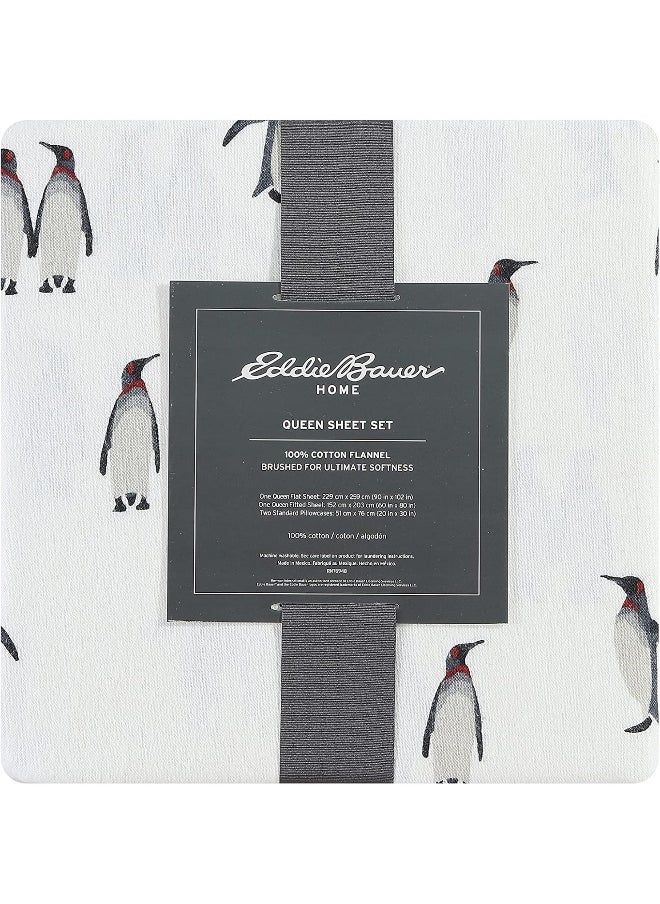 Eddie Bauer - Full Sheets, Cotton Flannel Bedding Set, 4pieces, Brushed for Extra Softness, Cozy Home Decor (Rookeries, Full)