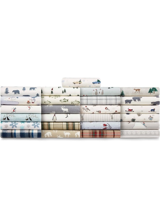 Eddie Bauer - Full Sheets, Cotton Flannel Bedding Set, Brushed For Extra Softness, Cozy Home Decor (Winter Outing, Full)