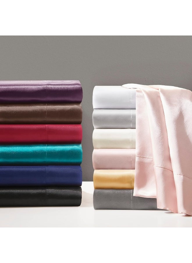 Madison Park Essentials Satin Sheets Queen Size, Luxurious Silky Satin Bed Sheets, Elastic 14