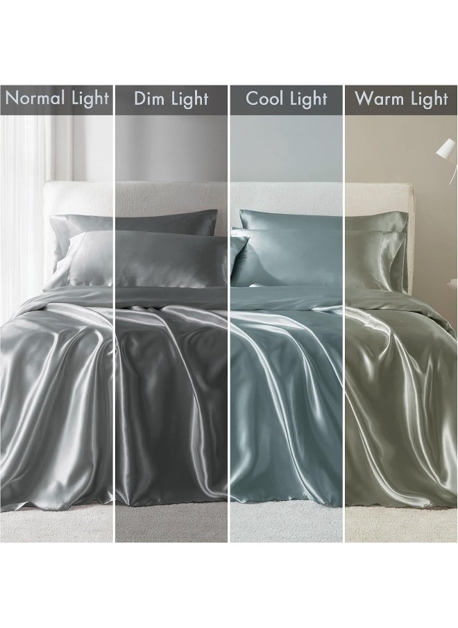 Madison Park Essentials Satin Sheets Queen Size, Luxurious Silky Satin Bed Sheets, Elastic 14