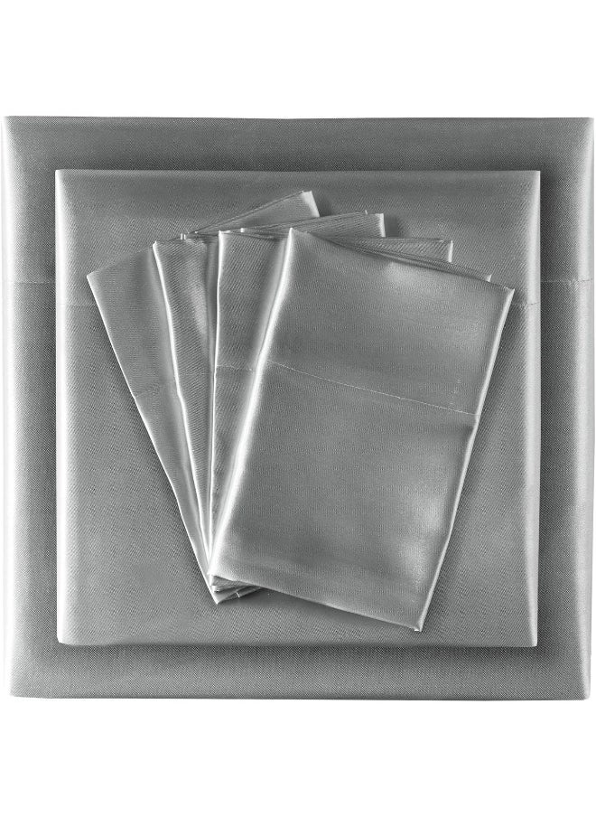 Madison Park Essentials Satin Sheets Queen Size, Luxurious Silky Satin Bed Sheets, Elastic 14