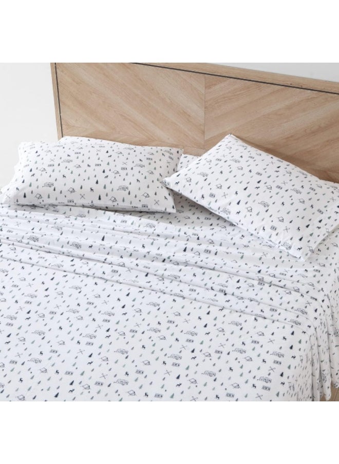 Eddie Bauer - Twin Sheet Set, Cotton Percale Bedding Set, Crisp & Cool Home Decor, Dorm Room Essentials (Campout Dark Blue, Twin)