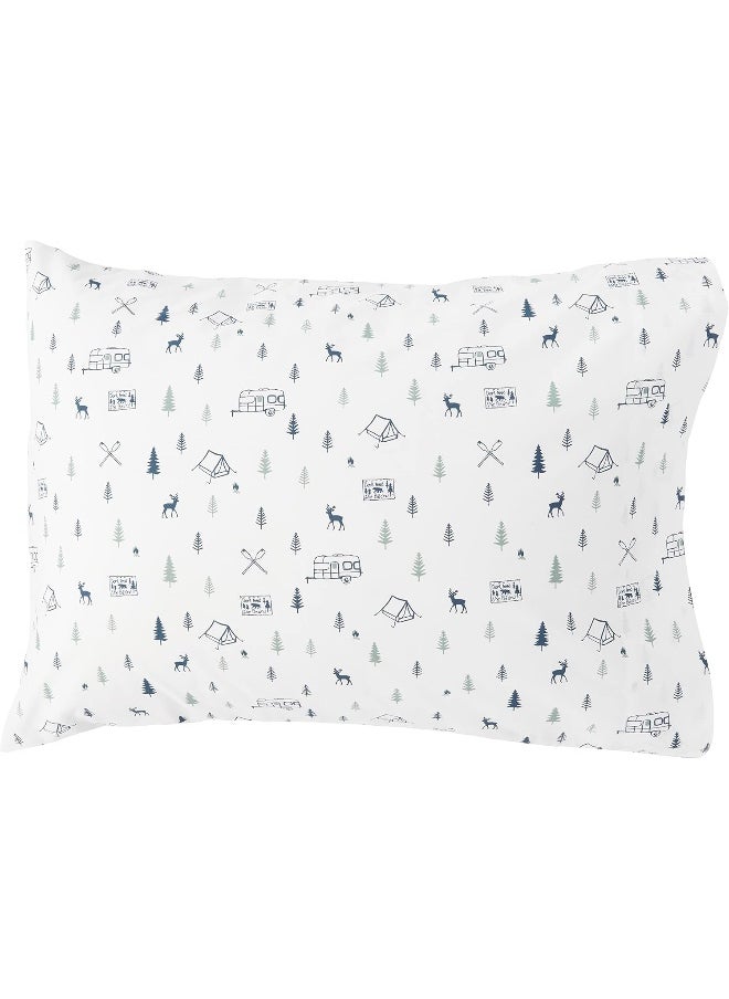 Eddie Bauer - Twin Sheet Set, Cotton Percale Bedding Set, Crisp & Cool Home Decor, Dorm Room Essentials (Campout Dark Blue, Twin)