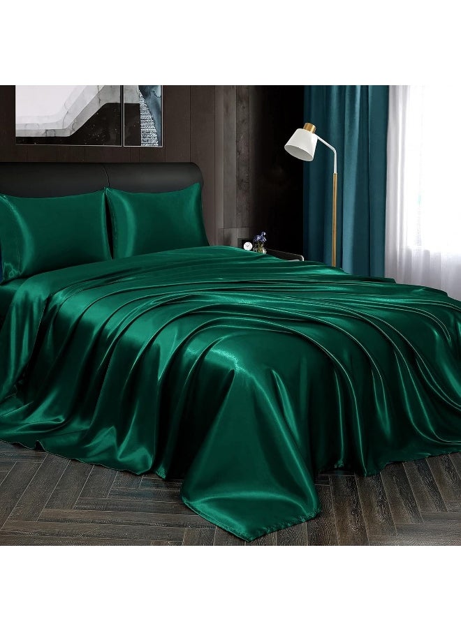 Homiest 4pcs Satin Sheets Set Luxury Silky Satin Bedding Set with Deep Pocket