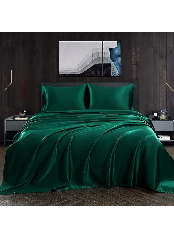 Homiest 4pcs Satin Sheets Set Luxury Silky Satin Bedding Set with Deep Pocket