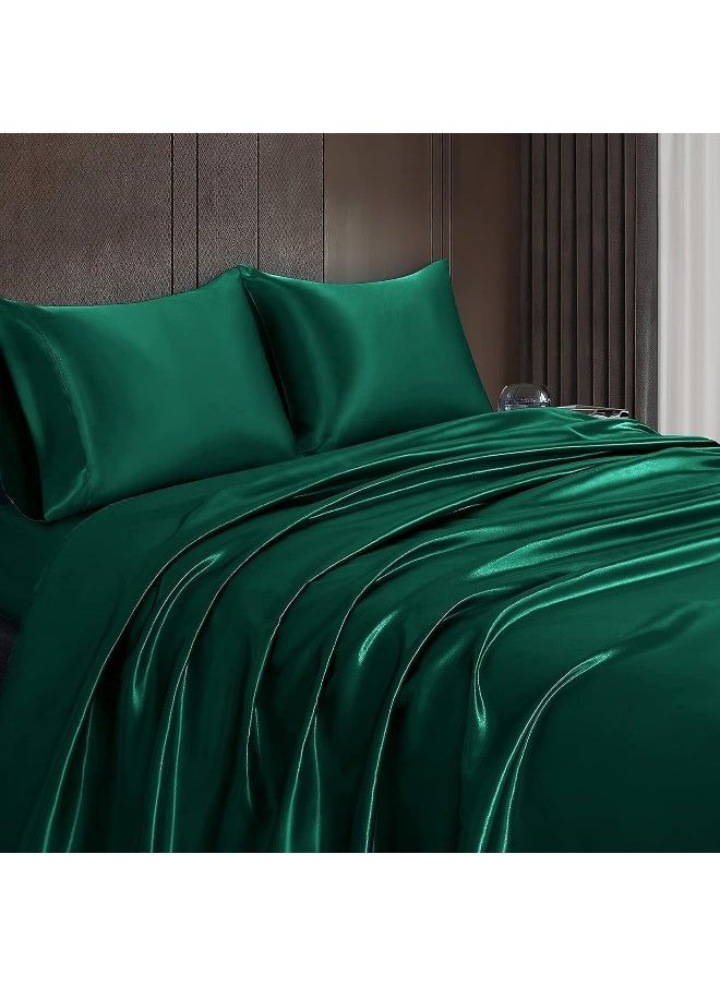 Homiest 4pcs Satin Sheets Set Luxury Silky Satin Bedding Set with Deep Pocket