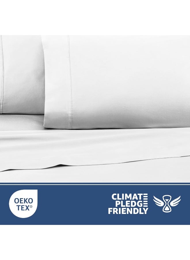 Martex 400 Thread Count 100% Cotton Sateen - 3 Piece Twin Bed Sheet Set - Twin Sheet Set - 1 Fitted Sheet, 1 Flat Sheet, 1 Pillow case - Super Soft - Wrinkle Resistant - White Sheet Set (Twin, White)