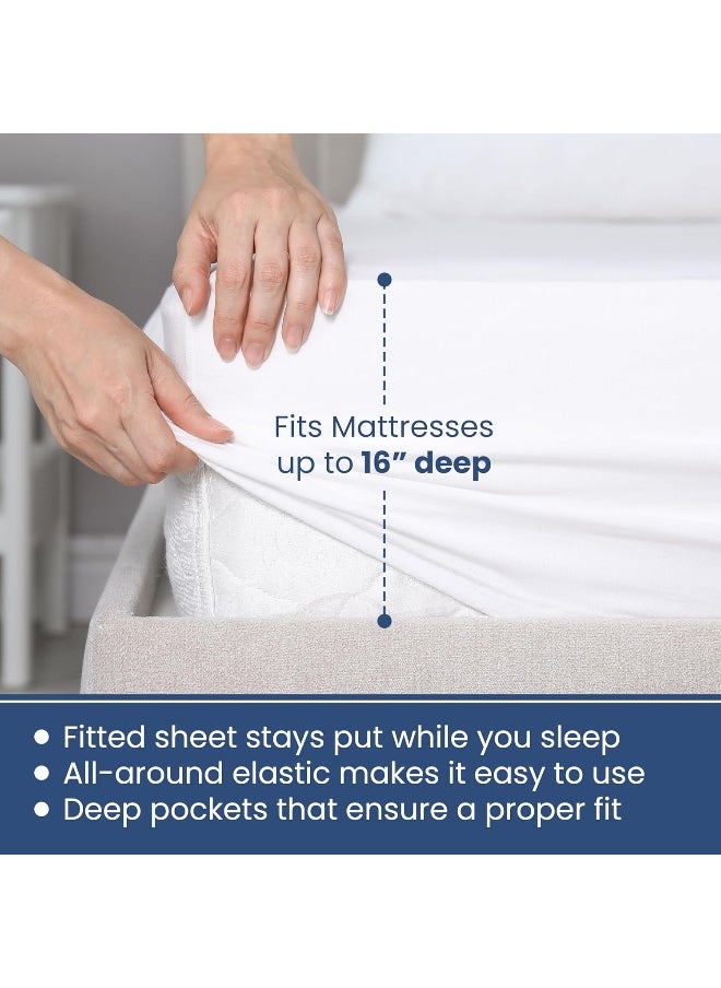Martex 400 Thread Count 100% Cotton Sateen - 3 Piece Twin Bed Sheet Set - Twin Sheet Set - 1 Fitted Sheet, 1 Flat Sheet, 1 Pillow case - Super Soft - Wrinkle Resistant - White Sheet Set (Twin, White)