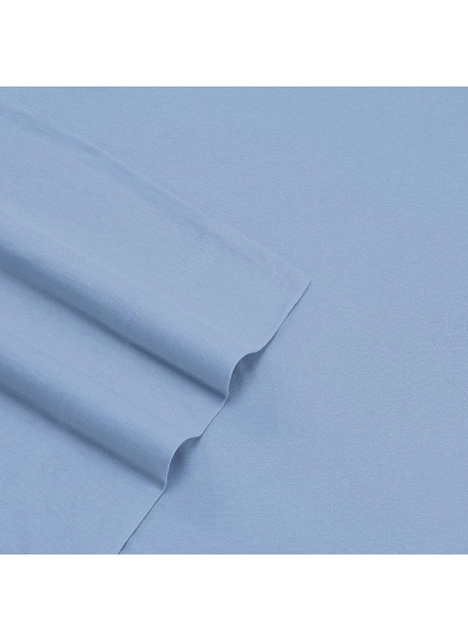 Eddie Bauer | Solid Collection| 4-Piece Jersey Knit Sheet Set - Breathable Bedding, Ultra-Soft and Stretchy for Comfort, Queen, Blue