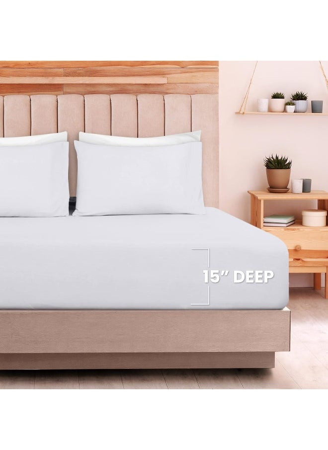 Utopia Bedding Queen Sheet Set - Jersey Knit Sheets 4 Piece Queen Jersey Sheet Set – Cotton Jersey Sheets – Soft T-Shirt Stretchy Sheets (Queen, White)