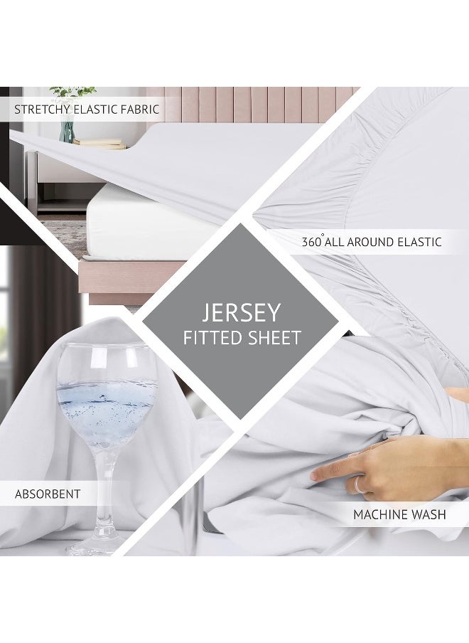 Utopia Bedding Queen Sheet Set - Jersey Knit Sheets 4 Piece Queen Jersey Sheet Set – Cotton Jersey Sheets – Soft T-Shirt Stretchy Sheets (Queen, White)