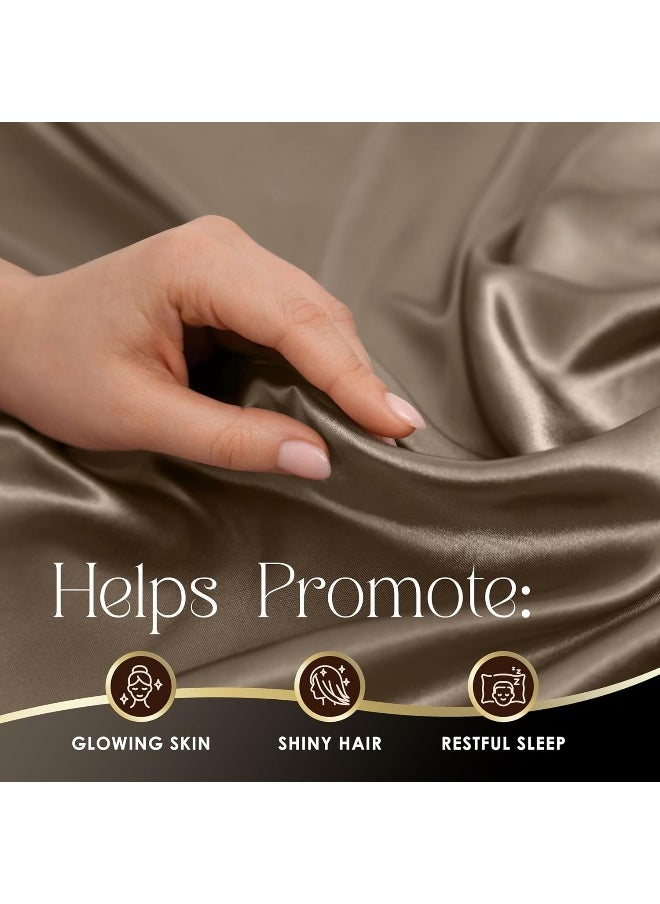 Martex Satin Silk 4 Piece King Bed Sheet Set - King Sheet Set - 1 Fitted Sheet, 1 Flat Sheet, 2 Pillow case - Hotel Quality - Super Soft & Breathable - Gold Sheet Set For Hair And Skin (King, Gold)