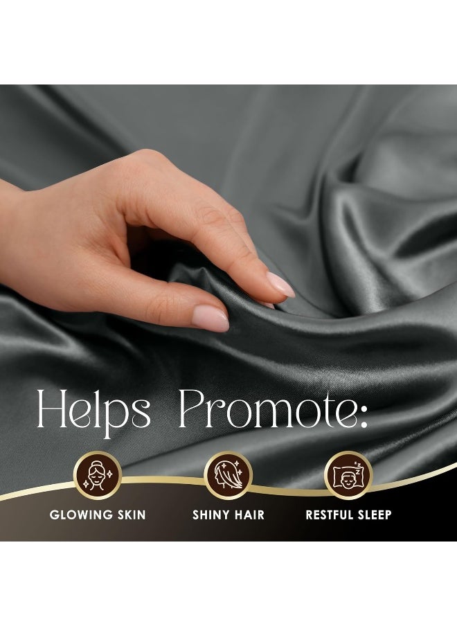Martex 3-Piece Elegance Satin Sheets | Twin Size Bed Sheets | Luxury Hotel Quality Bed Sheets Set | Satin Sheets | Silky Soft & Smooth | Great for Hair & Skin | Silver Satin Sheets | Silver
