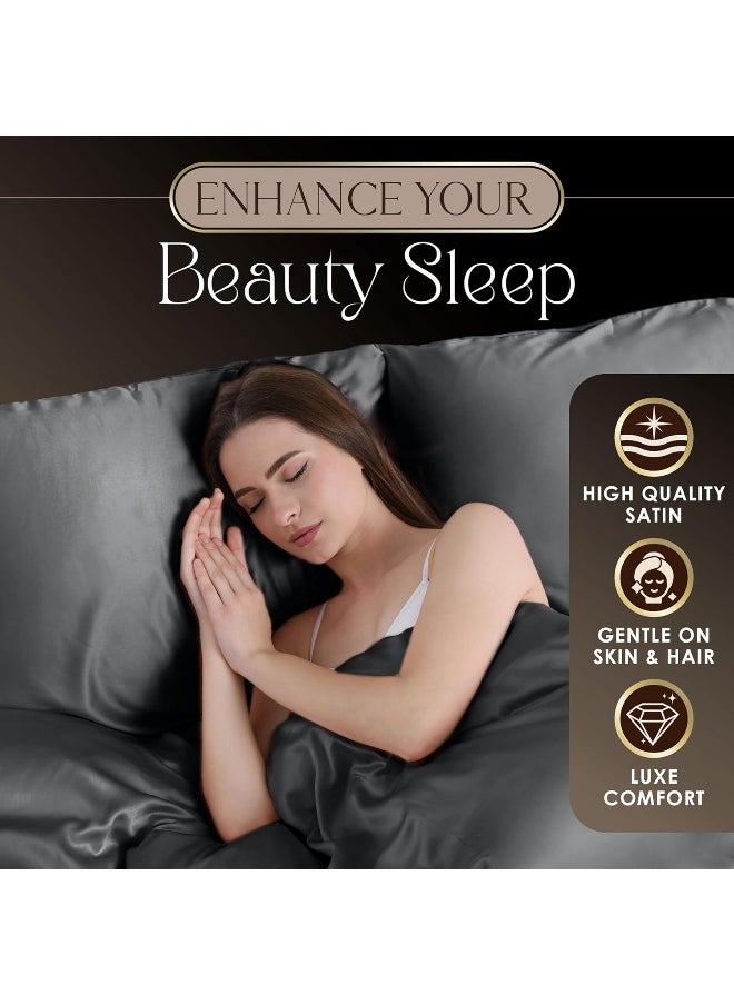 Martex 3-Piece Elegance Satin Sheets | Twin Size Bed Sheets | Luxury Hotel Quality Bed Sheets Set | Satin Sheets | Silky Soft & Smooth | Great for Hair & Skin | Silver Satin Sheets | Silver