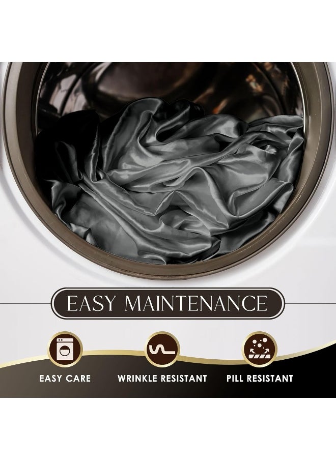 Martex 3-Piece Elegance Satin Sheets | Twin Size Bed Sheets | Luxury Hotel Quality Bed Sheets Set | Satin Sheets | Silky Soft & Smooth | Great for Hair & Skin | Silver Satin Sheets | Silver