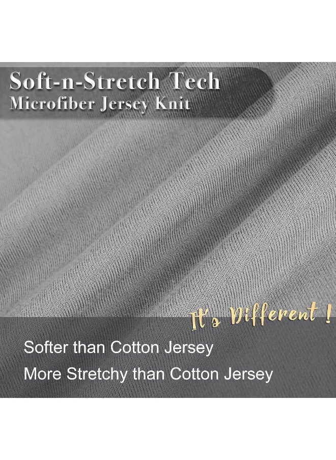 N&Y HOME Jersey Knit Pillow Cases Standard/Queen Set of 2 - Grey Pillowcases with Ultra Soft T-Shirt Like Microfiber Blend - Envelope Closure & Suitable for Queen/Standard Pillows, Light Gray
