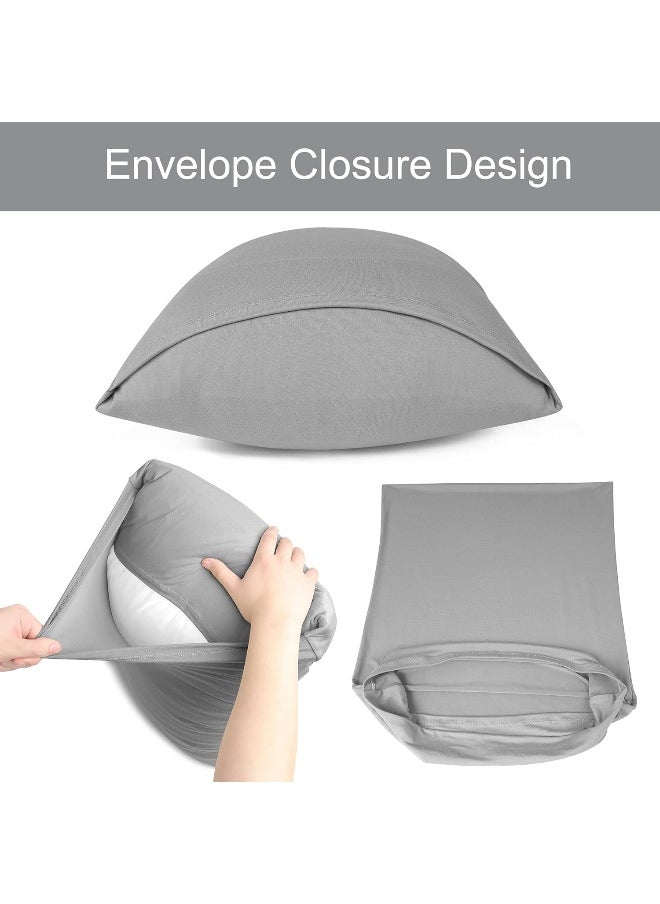 N&Y HOME Jersey Knit Pillow Cases Standard/Queen Set of 2 - Grey Pillowcases with Ultra Soft T-Shirt Like Microfiber Blend - Envelope Closure & Suitable for Queen/Standard Pillows, Light Gray