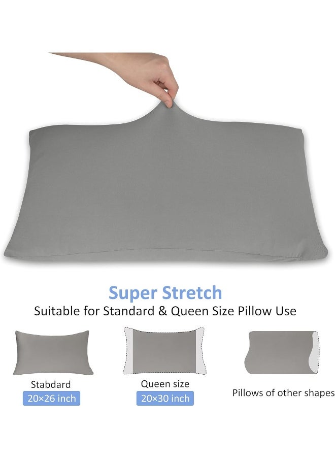 N&Y HOME Jersey Knit Pillow Cases Standard/Queen Set of 2 - Grey Pillowcases with Ultra Soft T-Shirt Like Microfiber Blend - Envelope Closure & Suitable for Queen/Standard Pillows, Light Gray