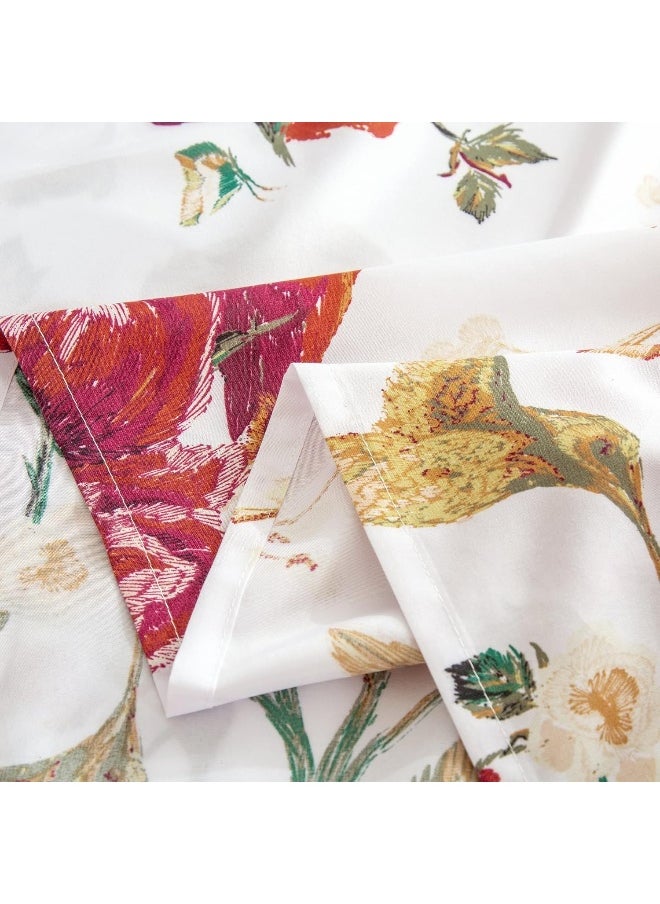 Tache Home Fashion Floral Red Roses Birds Ivory Microfiber Sheet Set Queen Red SD-7676-Sheets-Q