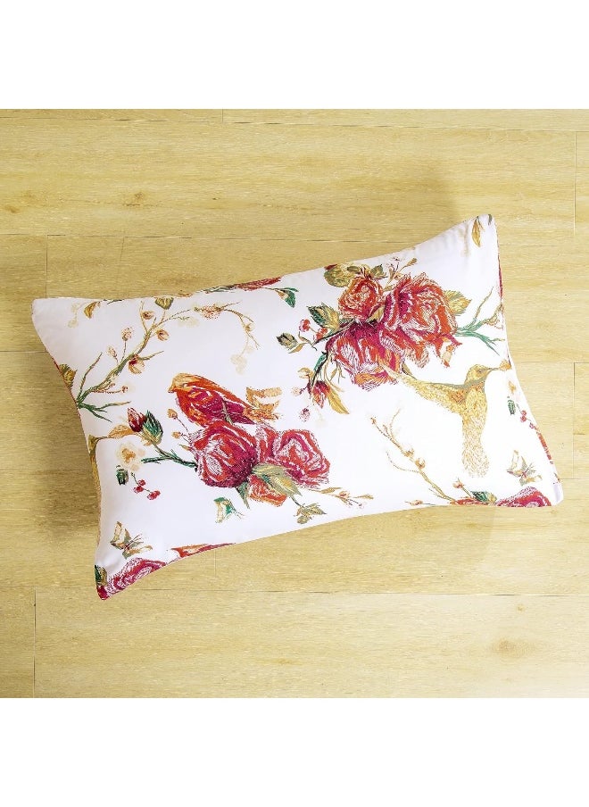 Tache Home Fashion Floral Red Roses Birds Ivory Microfiber Sheet Set Queen Red SD-7676-Sheets-Q