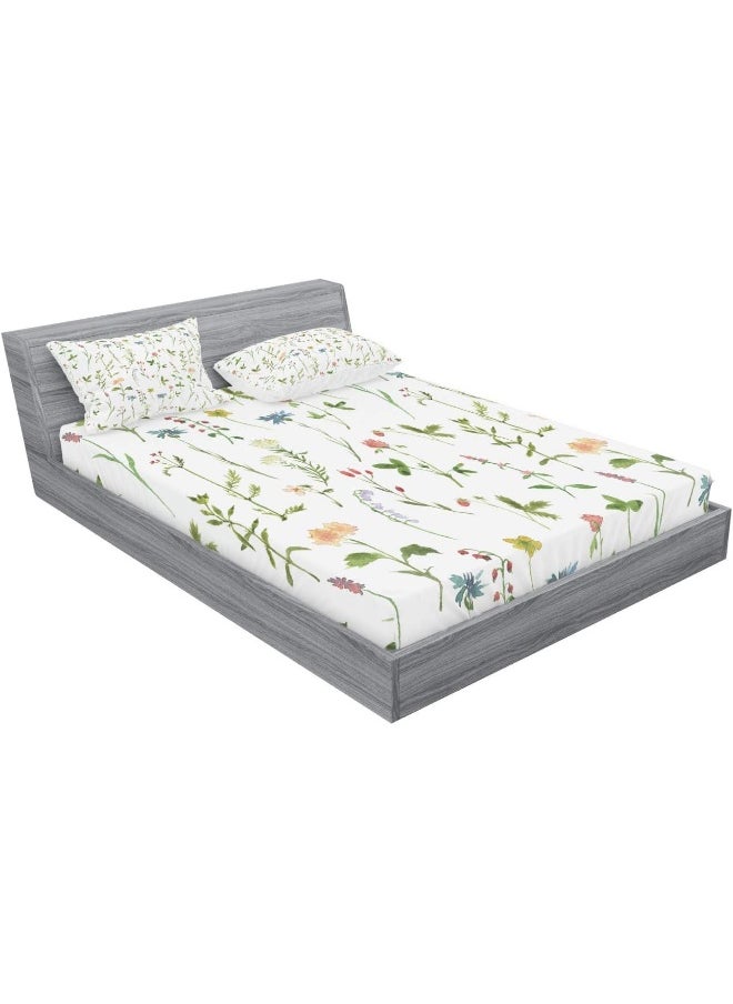 Ambesonne Cartoon Bedding Set with Sheet & Covers, Illustration of Lady Dragon Mythical Fairytale Fantasy Animal, Printed Bedroom Decor with Sham Queen Multi