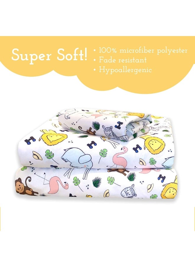 Little Sleepy Head Bed Sheets Twin Safari Set for Kids, Soft Lightweight Microfiber Bedding