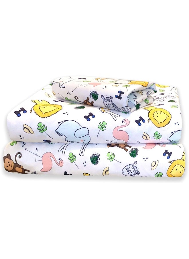 Little Sleepy Head Bed Sheets Twin Safari Set for Kids, Soft Lightweight Microfiber Bedding