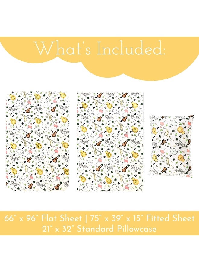 Little Sleepy Head Bed Sheets Twin Safari Set for Kids, Soft Lightweight Microfiber Bedding