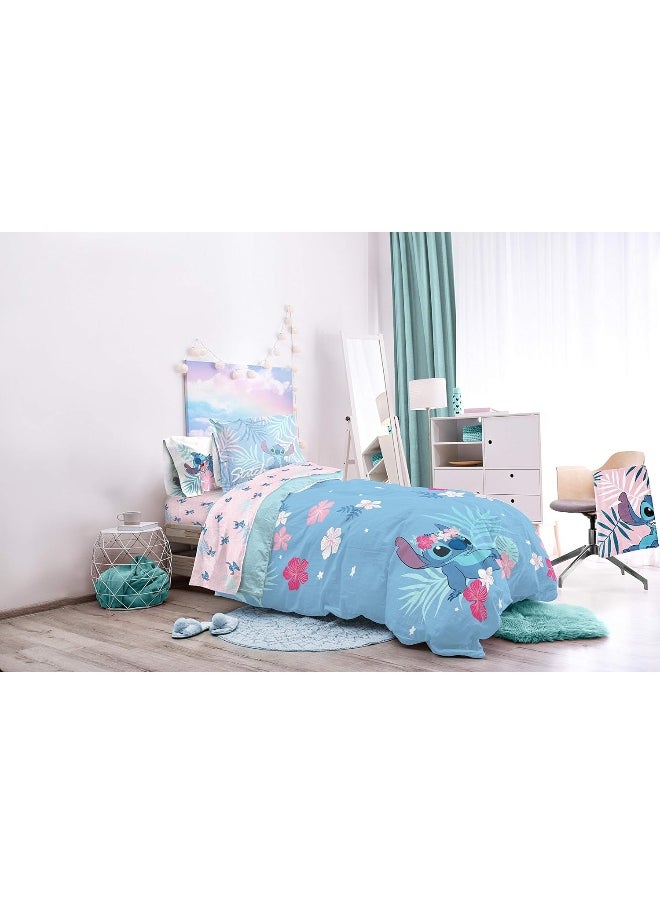 Jay Franco Disney Lilo & Stitch Paradise Dream Twin Comforter & Sham Set - Super Soft Kids Reversible Bedding - Fade Resistant Microfiber (Official Disney Product)