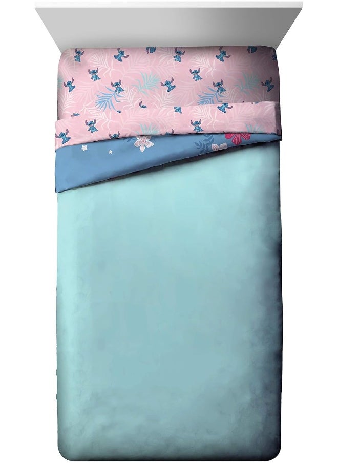 Jay Franco Disney Lilo & Stitch Paradise Dream Twin Comforter & Sham Set - Super Soft Kids Reversible Bedding - Fade Resistant Microfiber (Official Disney Product)