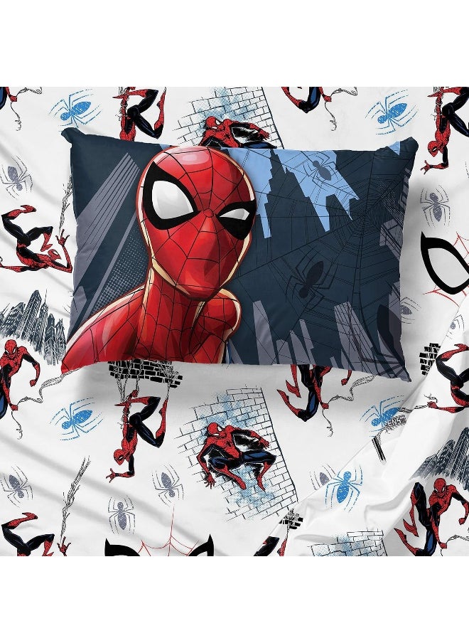 Jay Franco Marvel Spiderman Crawl 4 Piece Twin Bed Set - Includes Reversible Comforter & Sheet Set Bedding - Super Soft Fade Resistant Microfiber - (Official Marvel Product)