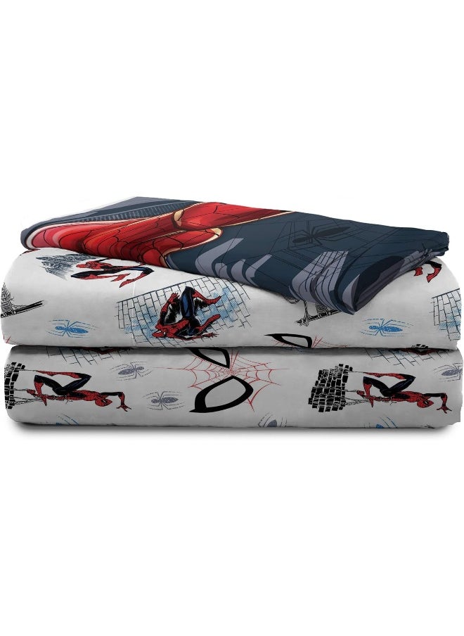 Jay Franco Marvel Spiderman Crawl 4 Piece Twin Bed Set - Includes Reversible Comforter & Sheet Set Bedding - Super Soft Fade Resistant Microfiber - (Official Marvel Product)
