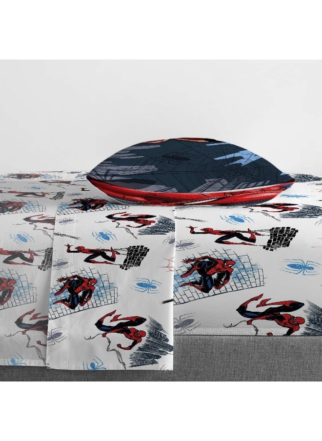 Jay Franco Marvel Spiderman Crawl 4 Piece Twin Bed Set - Includes Reversible Comforter & Sheet Set Bedding - Super Soft Fade Resistant Microfiber - (Official Marvel Product)