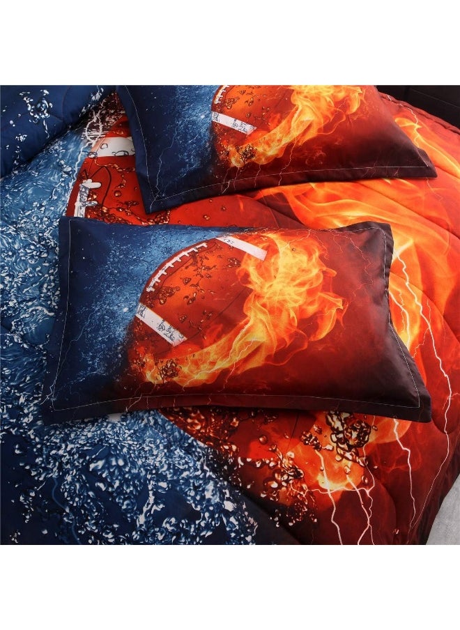 NTBED Football Comforter Sets Twin for Boys Teens, 3-Pieces Sports Bedding Comforter, Rugby Reversible Printed Quilt Set with 2 Matching Pillow Shams