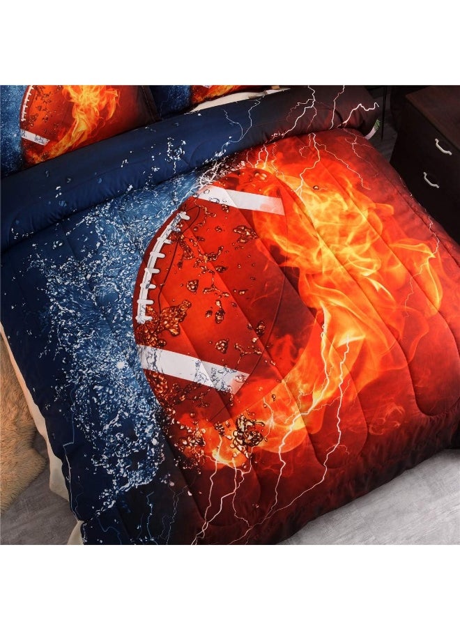 NTBED Football Comforter Sets Twin for Boys Teens, 3-Pieces Sports Bedding Comforter, Rugby Reversible Printed Quilt Set with 2 Matching Pillow Shams