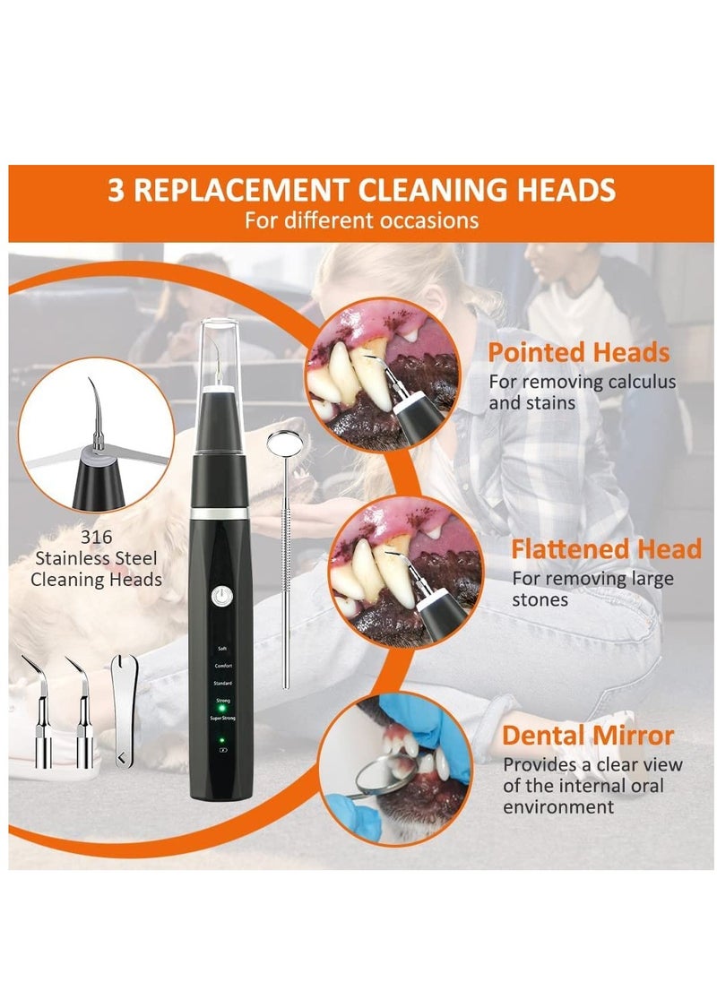 Electric Tooth Polisher with LED Lamp Ultrasonic Cleaner Toothbrush 5 Modes Teeth Cleaning Kit Tartar Remover Stains