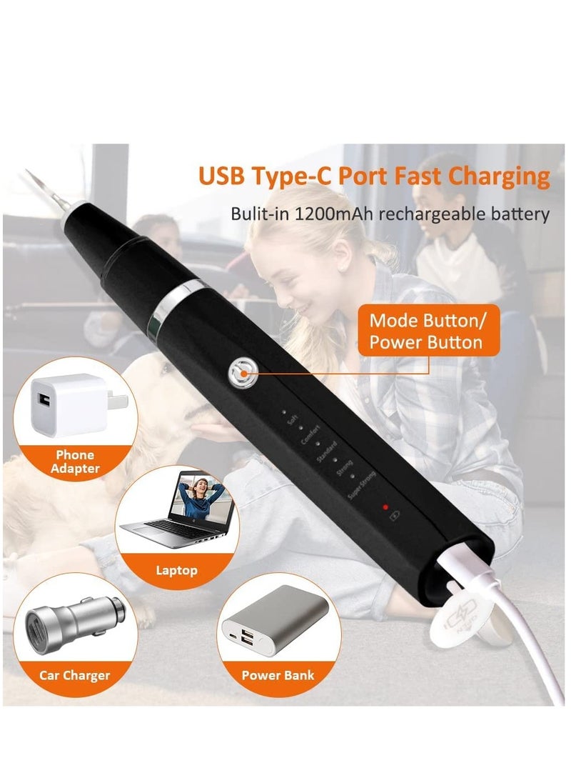 Electric Tooth Polisher with LED Lamp Ultrasonic Cleaner Toothbrush 5 Modes Teeth Cleaning Kit Tartar Remover Stains
