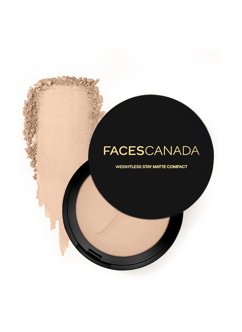 FACESCANADA Weightless Matte Finish Compact Powder  Ivory  Non Oily Pressed Powder  Easy Blendable  Lightweight  Sun Protection with Vitamin E  032 Oz9g